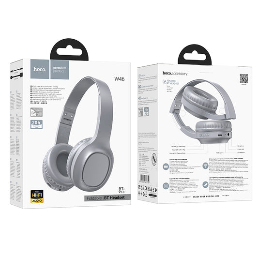 W46 Charm Bluetooth / Wireless headphone 20 Hours HOCO Blue Gray