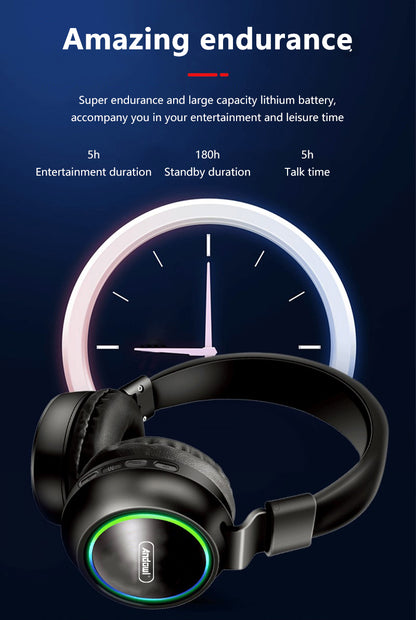 MAX 5A Card insertion/wireless/wired connection Wireless Headphone With RGB ambiance Light