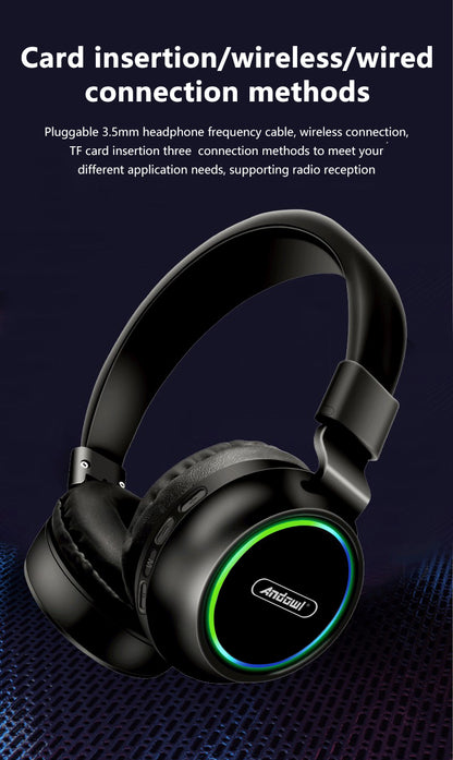 MAX 5A Card insertion/wireless/wired connection Wireless Headphone With RGB ambiance Light