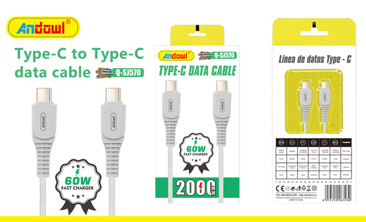 Q-SJ570 TypeC Charging Cable Data Cable 120W 6A Quick Charge TypeC to TypeC Andowl 2 Meter