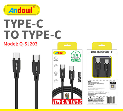 Q-SJ203 TypeC to TypeC Charging Cable/ Data Cable 3A QC Fast Charge Andowl