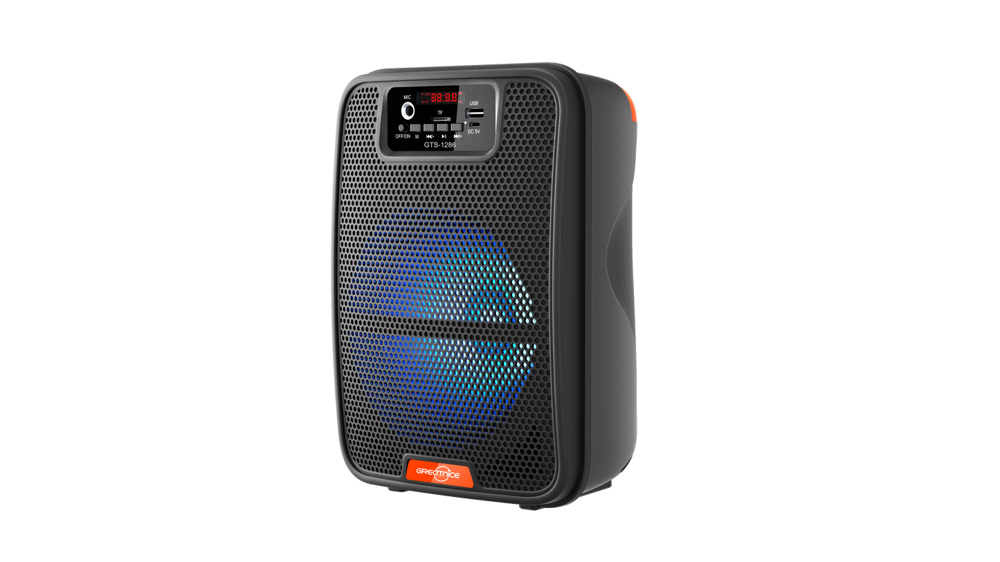 GTS-1286 Bluetooth Speaker with USB, TF, FM, MIC, TWS, Display & 6.5-Inch 10W Subwoofer (1200mAh Battery)