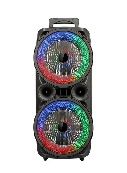 GTS-1569 Bluetooth Speaker with USB, TF, FM, Display, MIC, TWS & Dual 8-Inch 10W Subwoofers (2400mAh Battery)