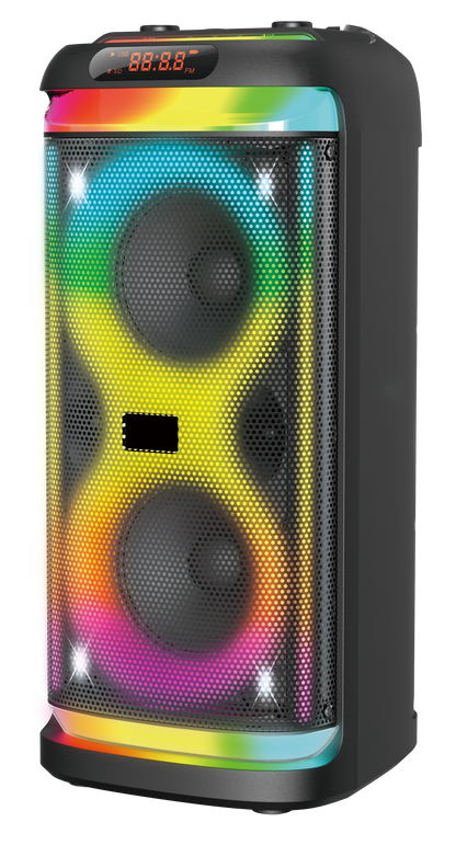 BTS-1992 Bluetooth Speaker with USB, TF, TWS, LINE IN, MIC, and RGB Lights | Dual 6.5-Inch 20W Speakers + 15W Tweeter | 3000mAh Battery | Dual Wireless Microphones