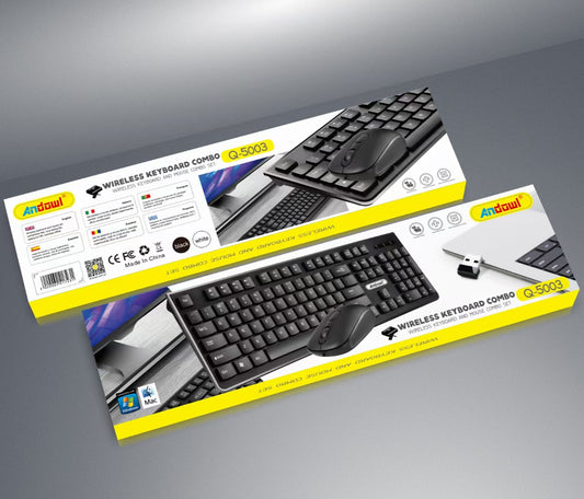 Keyboard and Mouse Wireless Combo Soft Touch AndowlQ-5003