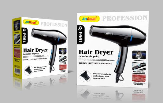 Q-F661 5 Step Gear Hot and Cold Hair Dryer 120 Second Quick Dryer Andowl