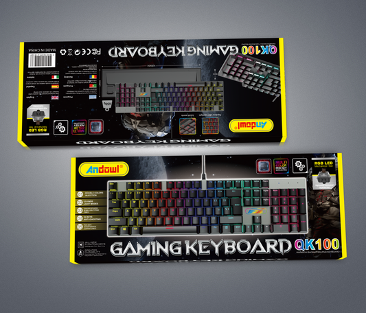 QK100 Gaming Keyboard Wired With Phantom Light Effect / Metal Frame Rx Technology